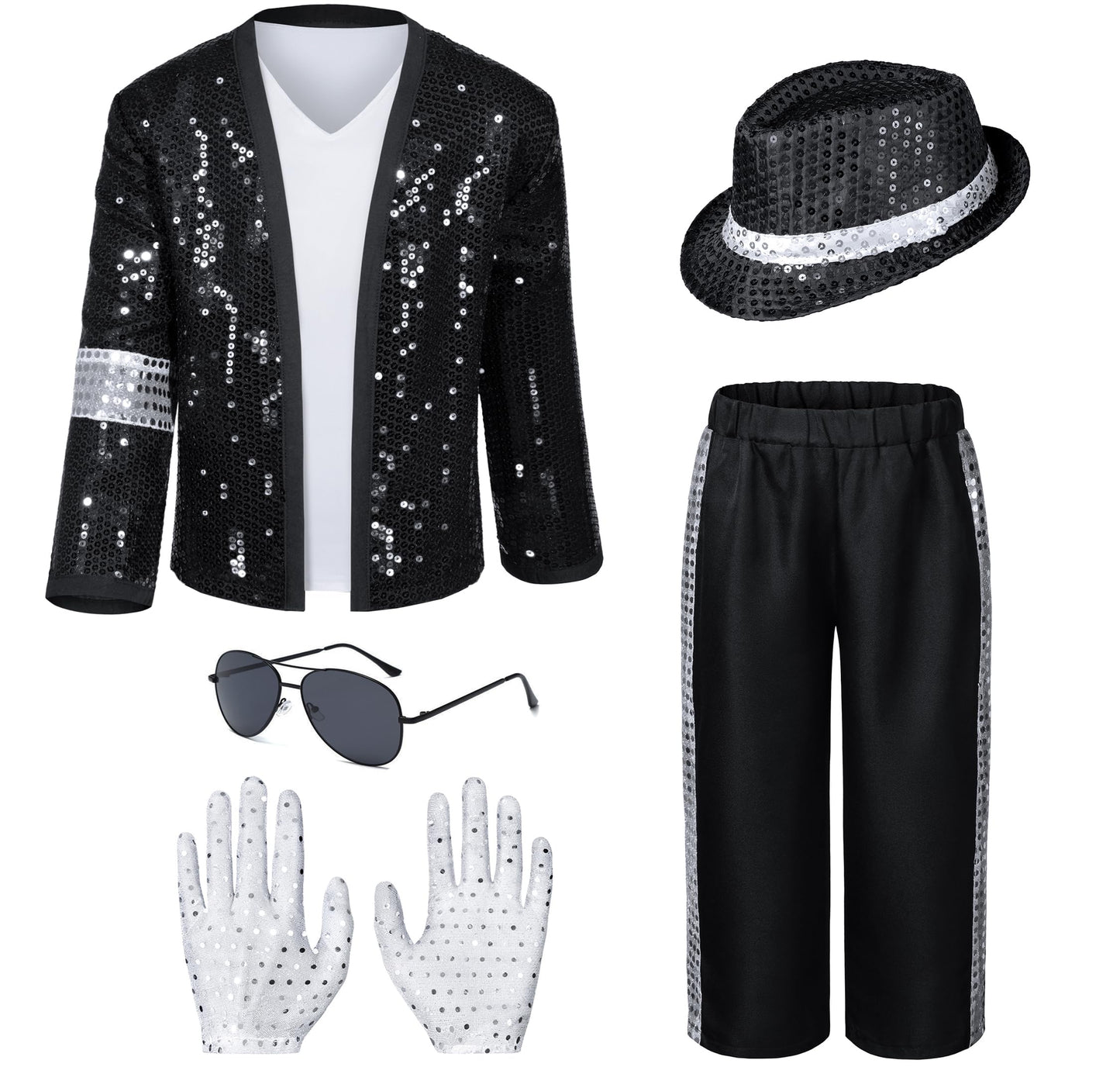 Dance Star Kids Costume For Boys 80S 90S Pop Stage Cosplay Party Halloween Role Play Black 3-5T