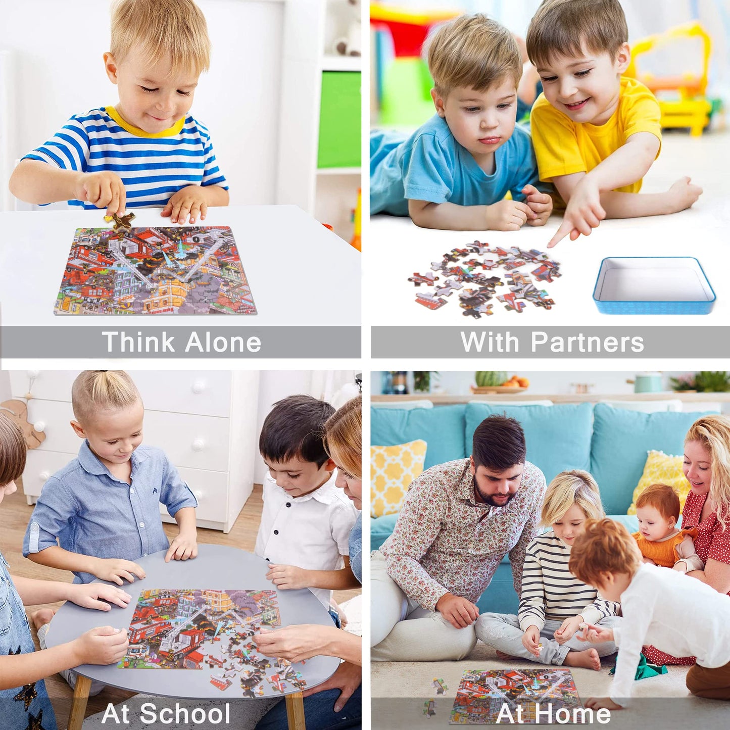 Lelemon Puzzles For Kids Ages 4-8,Fire Fighting 100 Piece Puzzles For Kids,Educational Kids Puzzles Jigsaw Puzzles In A Metal Box,Children 100 Piece Puzzle Games Puzzle Toys For Girls And Boys