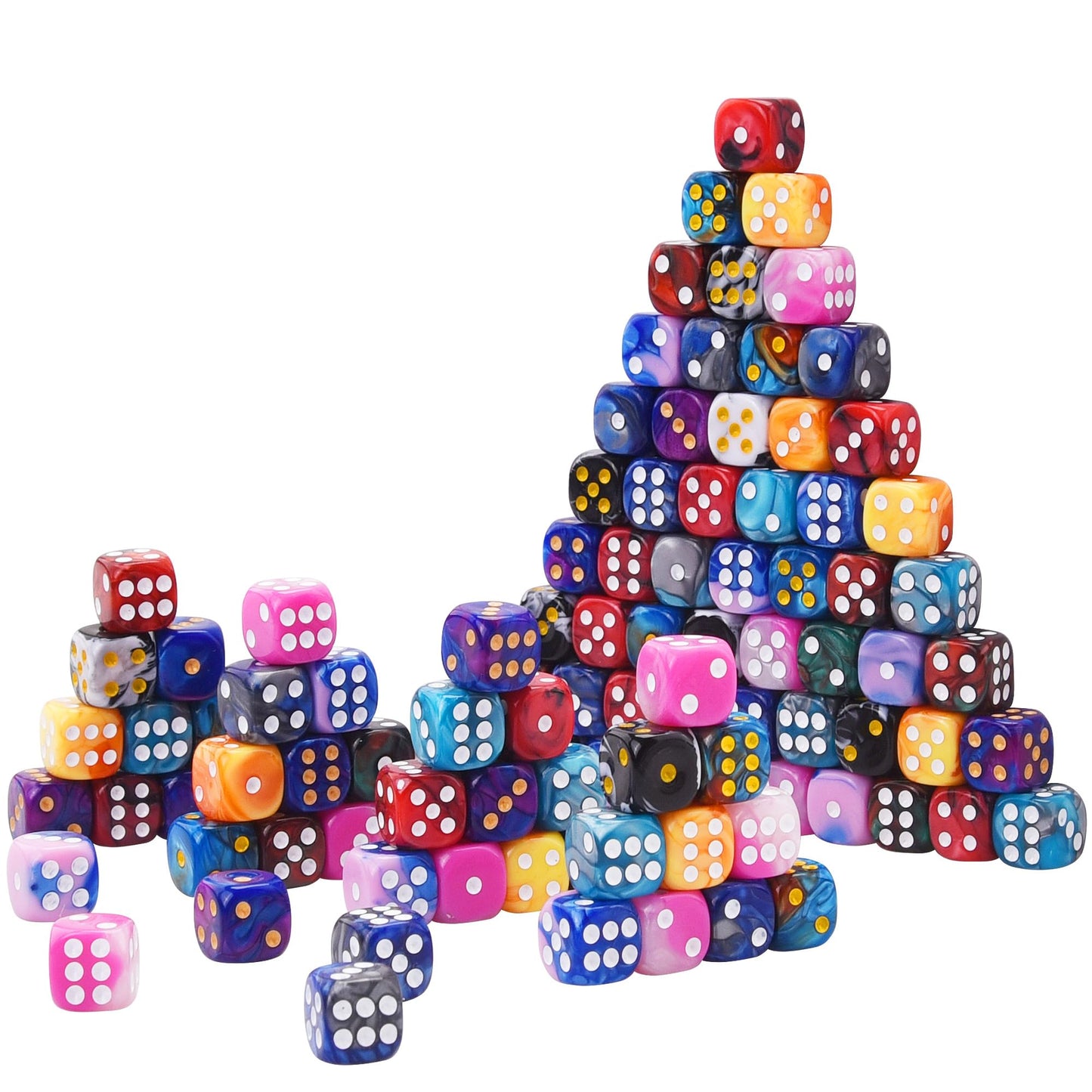 AUSTOR 100 Pieces 12mm Dice 6 Sided Game Dice Two Tone Round Corner Dices Tiny Dice for Tenzi, Farkle, Yahtzee, Bunco or Teachin