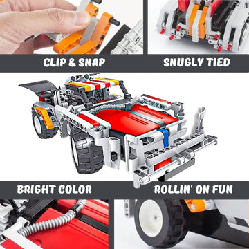 Stem Remote Control Car Building Toy Set For Kids 2 In 1 Snap Together Model Cars Kit To Build With 326 Pieces Cool Engineering Project Best Birthday Gifts For Boys Age 7-12 + Years Old