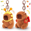 Achwishap 2PCS Capybara Plush Keychain,Cute Keychain Capybara Stuffed Animal,Soft Capybara Plush Toys Key Chain,Kawaii Plushie S