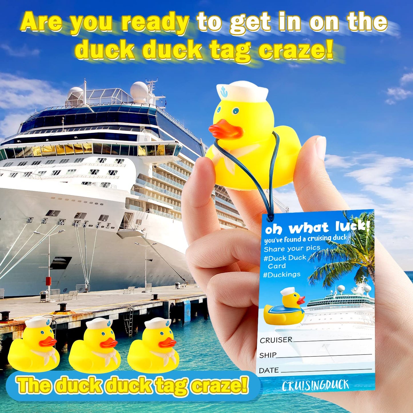 Kathfly 60 Pcs Duck Tag Kits - 20 Rubber Ducks, 20 Tag Cards, 20 Rubber Bands For Carnival Party Games