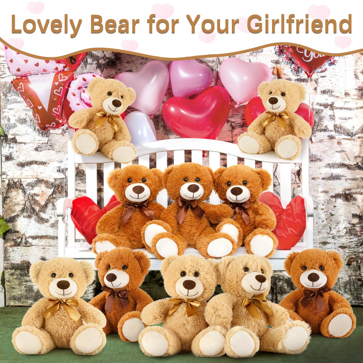 Morismos 10 Packs Bulk Teddy Bears Stuffed Animal, Soft Teddy Bear Bulk, 13.5' Small Bears Plush For Centerpiece Baby Shower, Kids