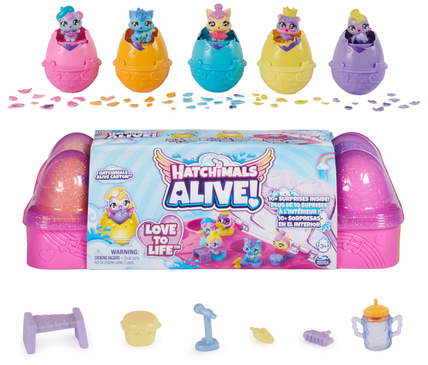 Hatchimals Alive Egg Carton Toy with 5 Mini Figures in Self-Hatching Eggs 11 Accessories Kids Toys for Girls and Boys Ages 3 and up-New