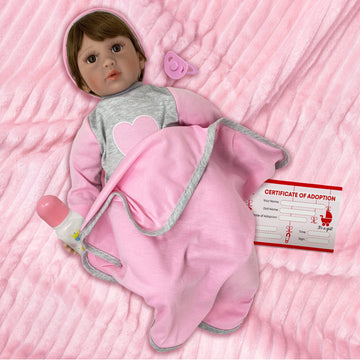 22' Baby Doll | Reborn Realistic Baby Doll That Looks Real | Weighted Soft Newborn Silicone Baby Doll Gift Set With Swaddle Blanket, Pacifier Toy, Play Bottle & Birth Certificate