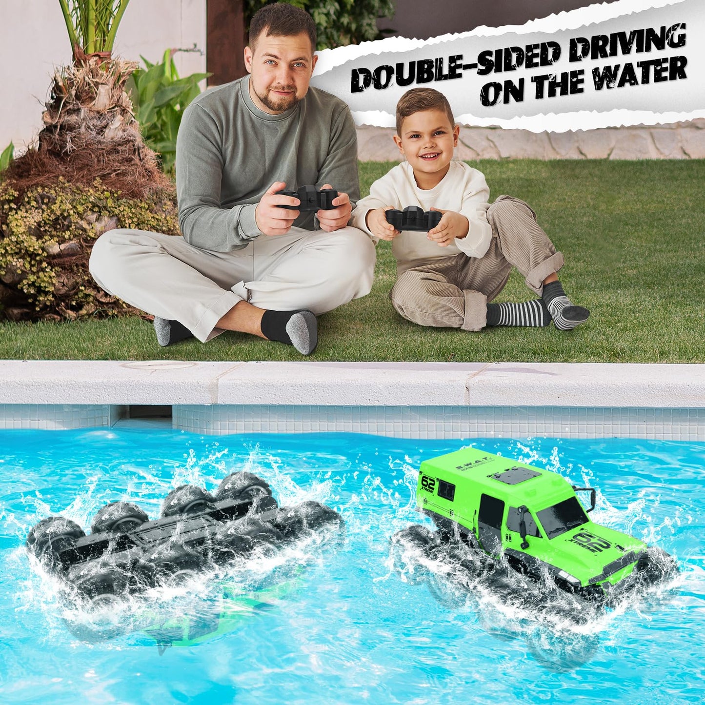 JONEALA RC Trucks 8WD Offroad Waterproof,50Mins Playing Time Battery,1: 12 Large Remote Control Monster Truck for Boys Girls,Amp