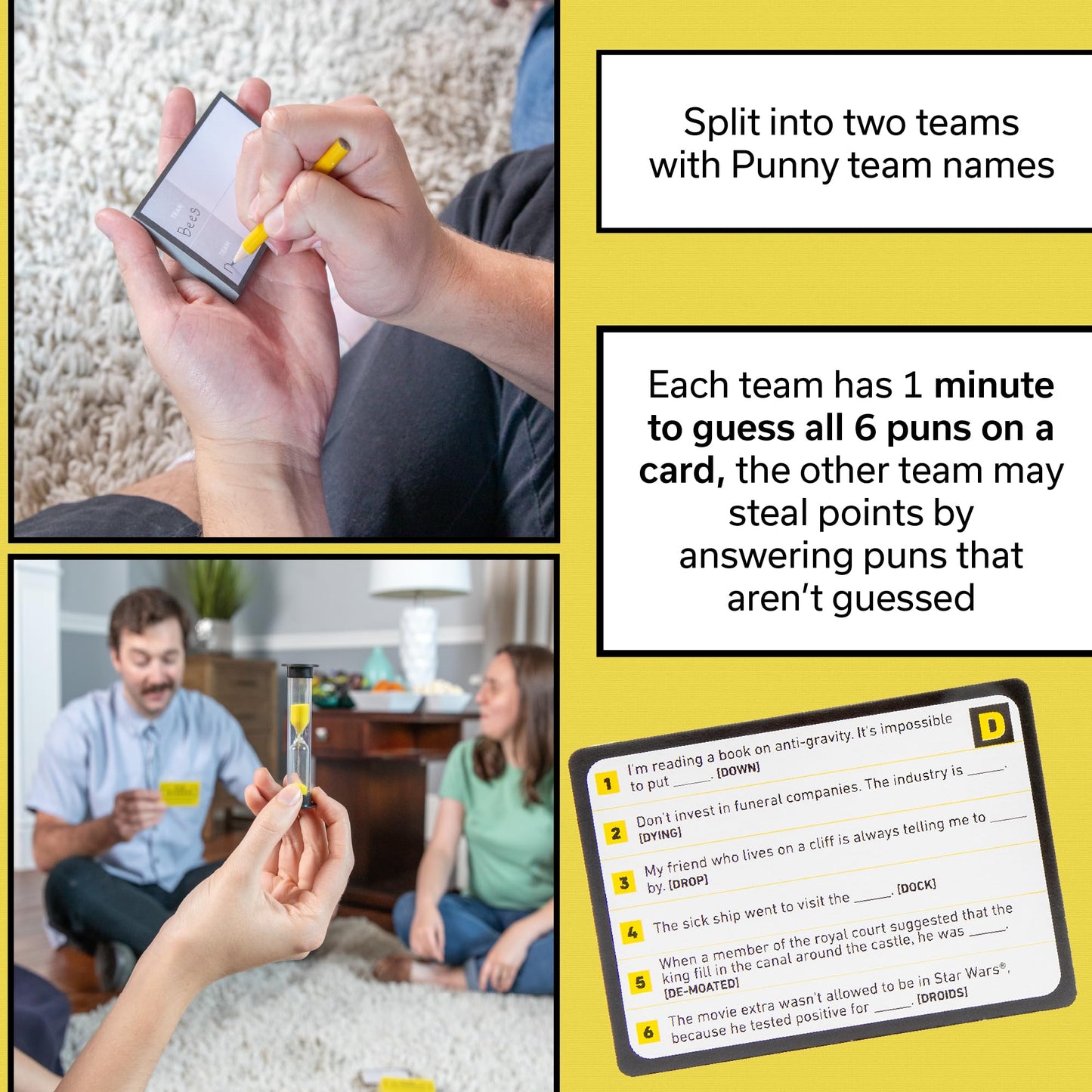 Pun Intended Party Game For Pun Lovers - Hilarious Game Night Card Game For Friends & Family