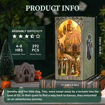 Minicity Diy Book Nook Kit, Diy Miniature Dollhouse Booknook Kit, Wooden 3D Puzzle Bookend Bookshelf Insert Decor With Led Light