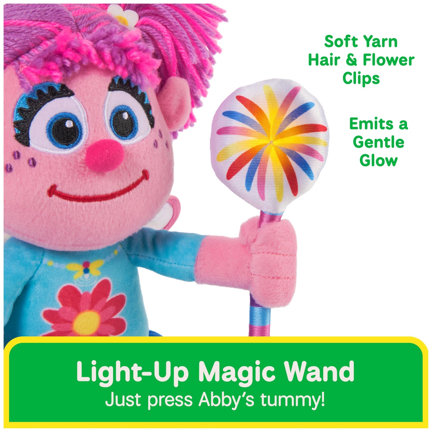Gund Sesame Street Abby Cadabby Plush With Led Wand, Toddler Doll With Nightlight, Sensory Toy, Sesame Street Stuffed Animal For