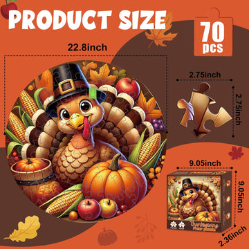 Thanskgiving Floor Puzzles For Kids Age 4-8, 70Pcs Large Thanksgiving Jigsaw Puzzle For Kids 4-8 | Educational And Fun Fall Gifts For Kids