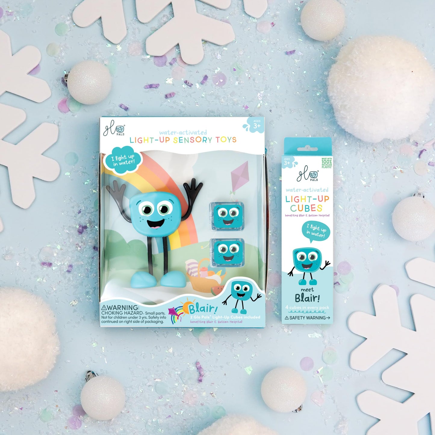 Glo Pals Blair Water-Activated Bath Toy With 6 Reusable Light-Up Cubes For Sensory Play