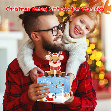 Meiidoshine Christmas Money Box For Cash Gift Pull, Surprise Money Holder Cash Gift For Kids Adults, Diy Fun Holiday Cash Box Fo