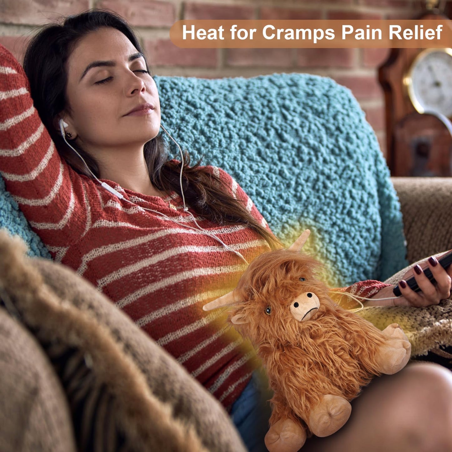 Suzzipals Highland Cow Stuffed Animals, Microwavable Stuffed Animals Heating Pad For Cramps & Pain, Lavender Scented Highland Co
