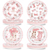 Wiooffen 48 PCS Coquette Bow Cowgirl Paper Plates Cowgirl Pink Bow Party Dessert Dinner Plates Western Coquette Party Tableware