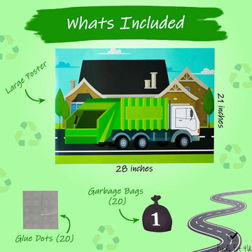 Finds Fit 4U Garbage Truck Party Game - Trash Truck Birthday Party Supplies -Fun for All Ages - Pin The Garbage on The Garbage T