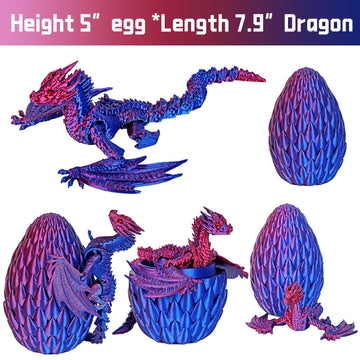 Jefuzh 3D Printed Dragon,Flying Mystery Egg Articulated Dragon,3D Printed Crystal Dragon With Wings,3D Dragon Eggs With Dragon I