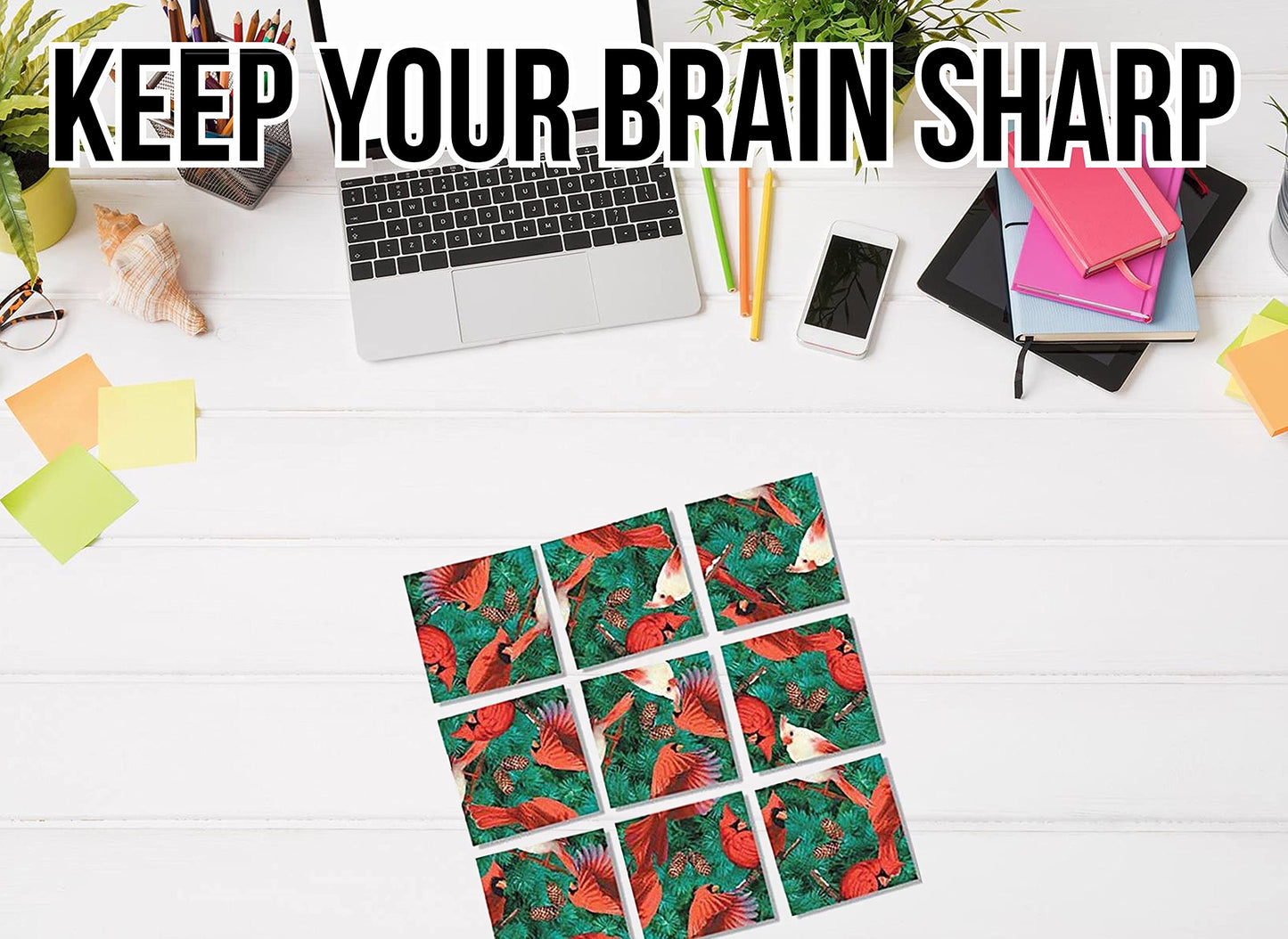 Scramble Squares Cardinals 9 Piece Challenging Puzzle - Ultimate Brain Teaser And Mind Game For Young And Senior Alike - Engaging And Creative With Beautiful Artwork - By B.Dazzle