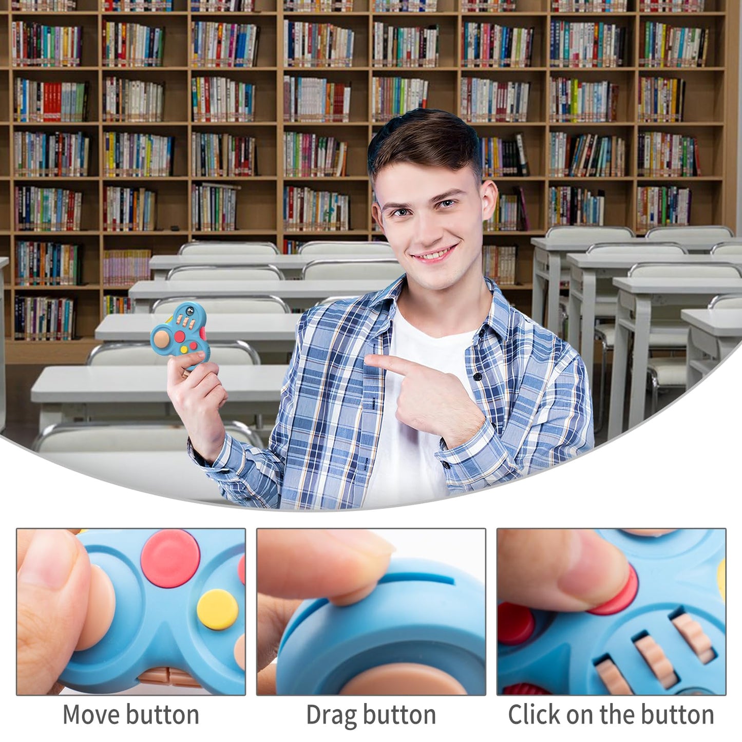 Yrissmiss Fidget Toys Adults,Fidget Pad Fidgets,Autism Figette Cubes,Cool Fidget Clicker Controller Desk Toys,Anxiety Relief Stress Adhd Toys,Sensory Fidget Cubes Gifts For Kids Teens Boys(Blue)