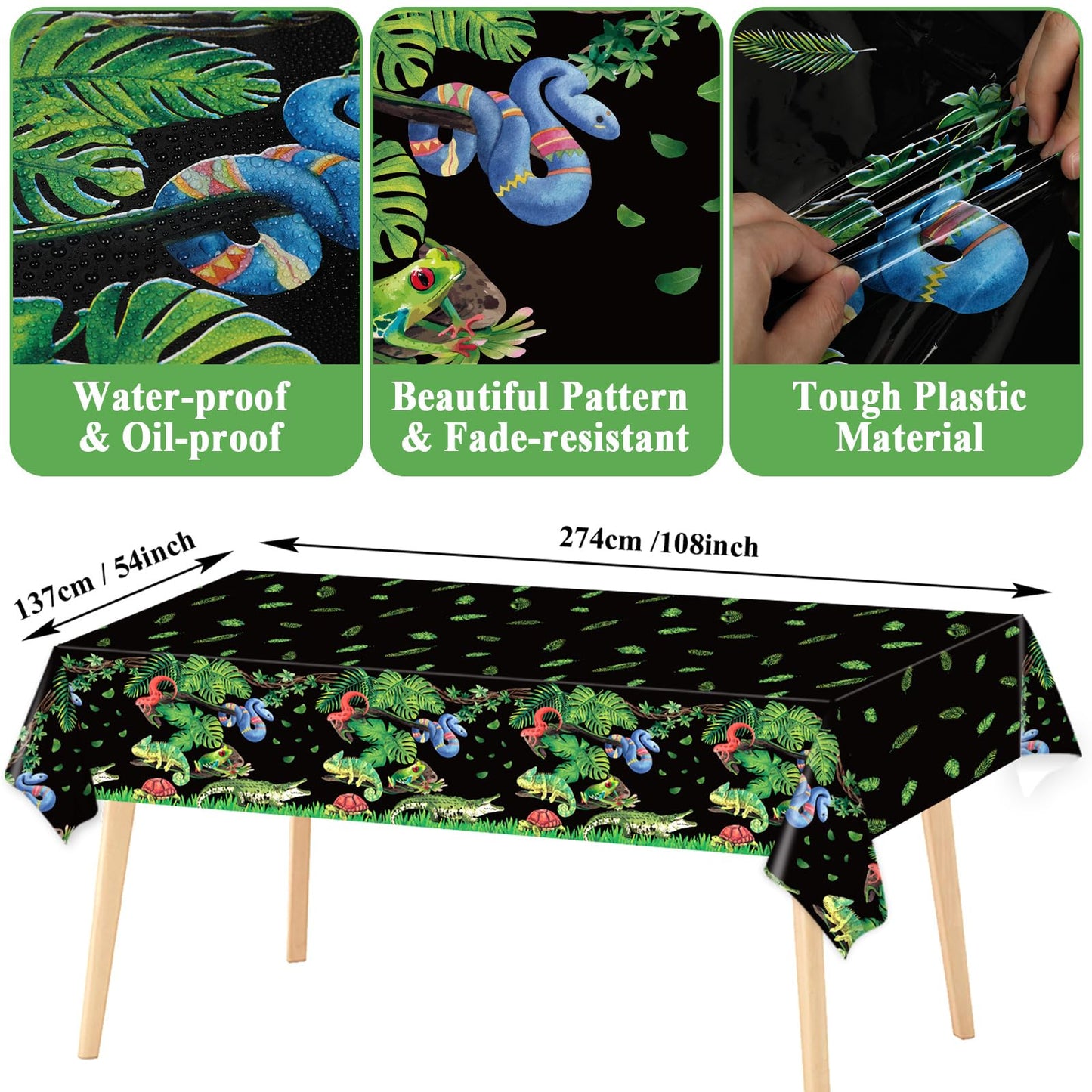 Reptile Snake Birthday Party Supplies Favors Serves 24 Lizard Party Paper Plates Napkins Set Jungle Swamp Snake Tablecloth Table