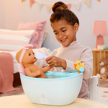 Baby Born Baby Doll Musical Light Up Bathtub With Automatic Working Shower Head - Plays Music & Sound Effects, Sturdy, Modern Design, Fits Dolls Up To 17', For Kids Ages 3 And Up