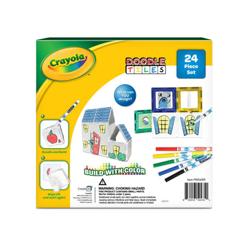 Createon Crayola Doodle Magnetic Tiles Building Set For Kids, Magnetic Kids’ Building Toys, Stem & Montessori Arts & Creativity Toys For Boys And Girls Ages 3+, 24-Piece Set