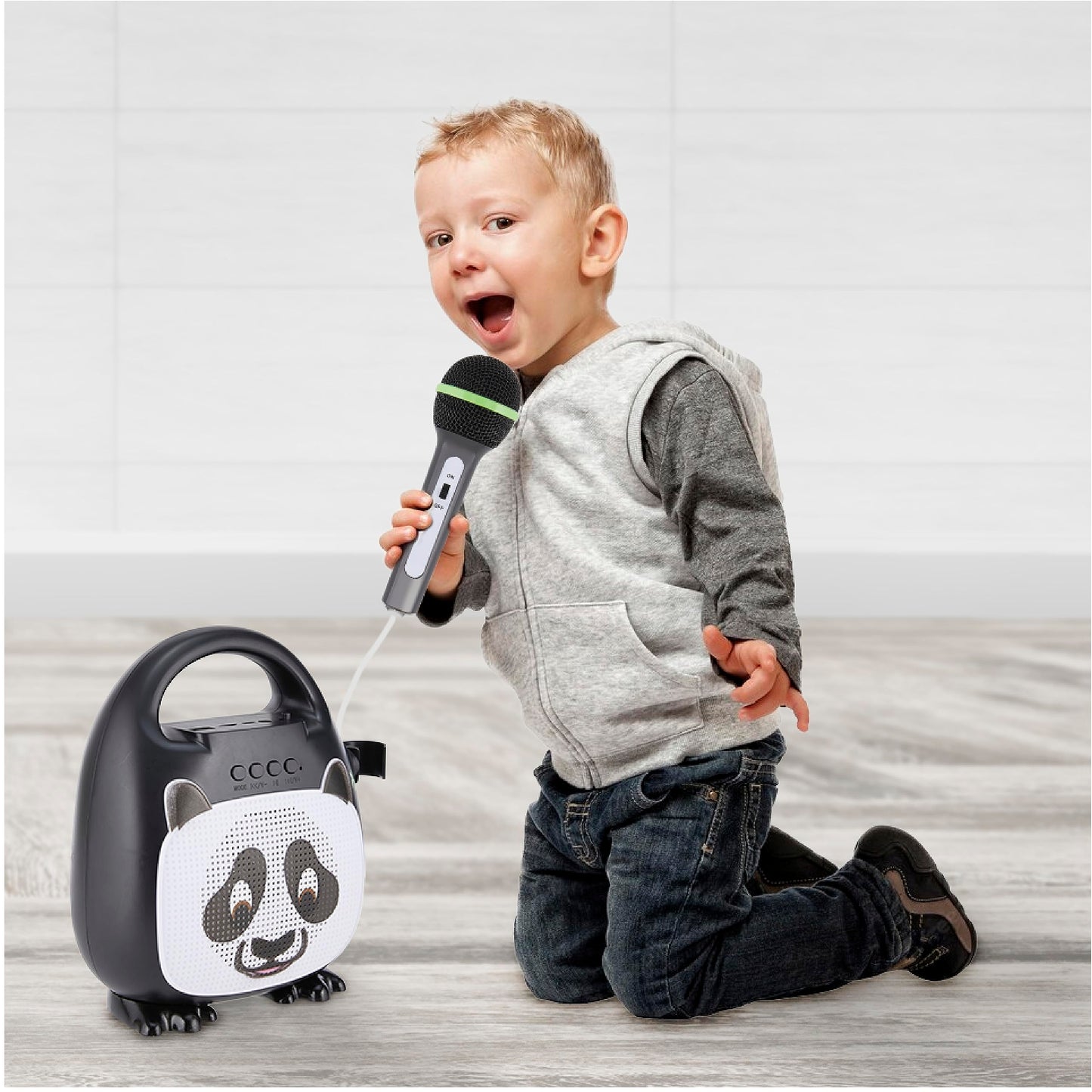 Singimals Kids Karaoke Speaker With Microphone - Unleash Your Child'S Inner Superstar, Bluetooth V5.1, 12H Playtime, 5W Speaker, Multicolor Led Lighting, Bam Bam The Panda