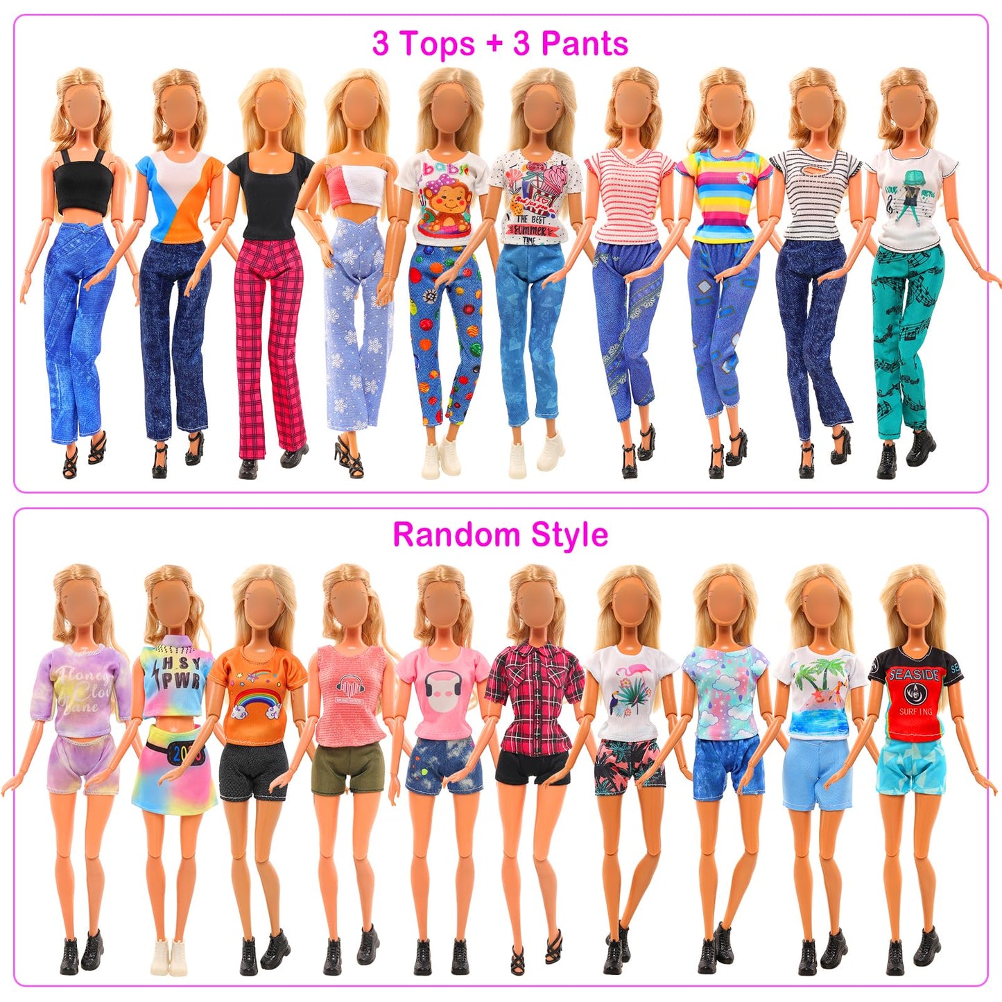 Barwa 41 Pack Doll Clothes And Accessories 15 Sets Doll Clothes 3 Wedding Long Dresses 3 Fashion Dresses 4 Tops Pants 2 Bikini Swimsuits 1 Pool Floaties 15 Shoes 10 Hangers For 11.5 Inch Doll