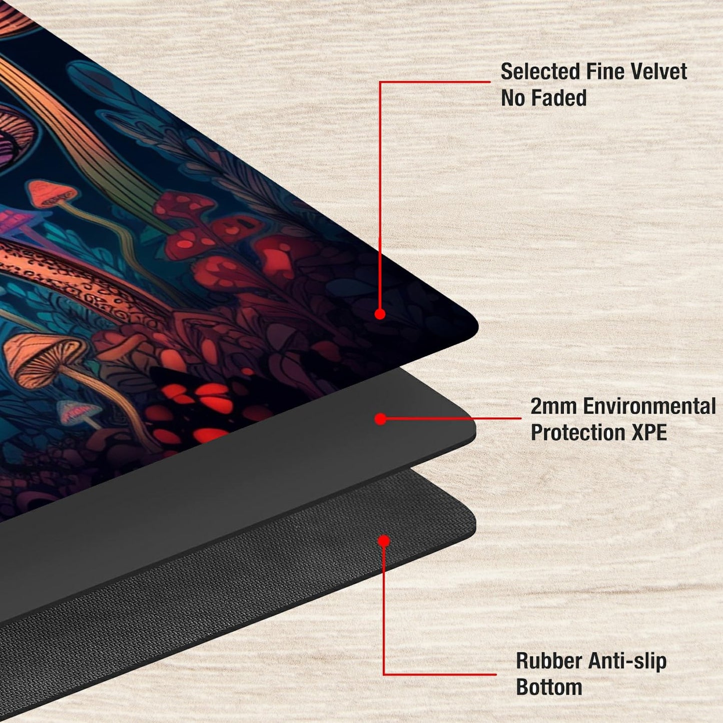 For Mtg Playmat Tcg Board Game Mat Plus 50 Pcs Card Sleeves, 24 X 14 Table Mats Neon Mushroom Game Mousepad With Soft Surface No