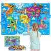 Taika World Felt Set, Felt World Map with World Famous Sights, Educational Play Mat Flannel Board Set, 43x28 inch Preschool Lear