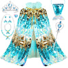 Limiroler Princess Dress Up Toys Mermaid Dress Up Cape Kit 9 Pcs Gift Set For Little Girls 3-8 Years Old, Princess Dress Up Clothes Set Gift For Birthday Christmas Party Halloween (Blue)