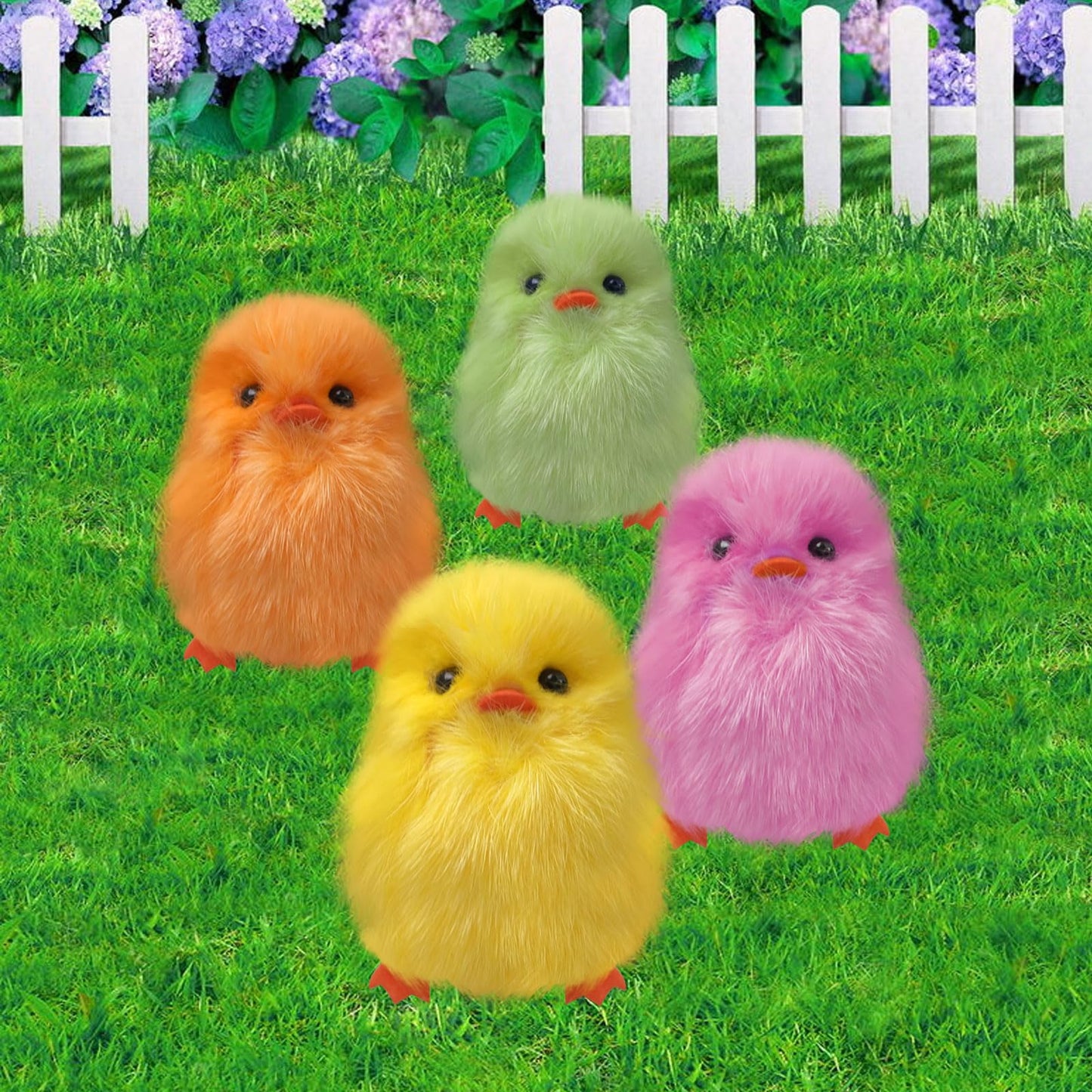 Olutacot 28 Pcs Small Chicken Keychain Easter Fluffy Chicks Mini Realistic Plush Chick Easter Fur Stuffed Toy Chick For Kids Diy