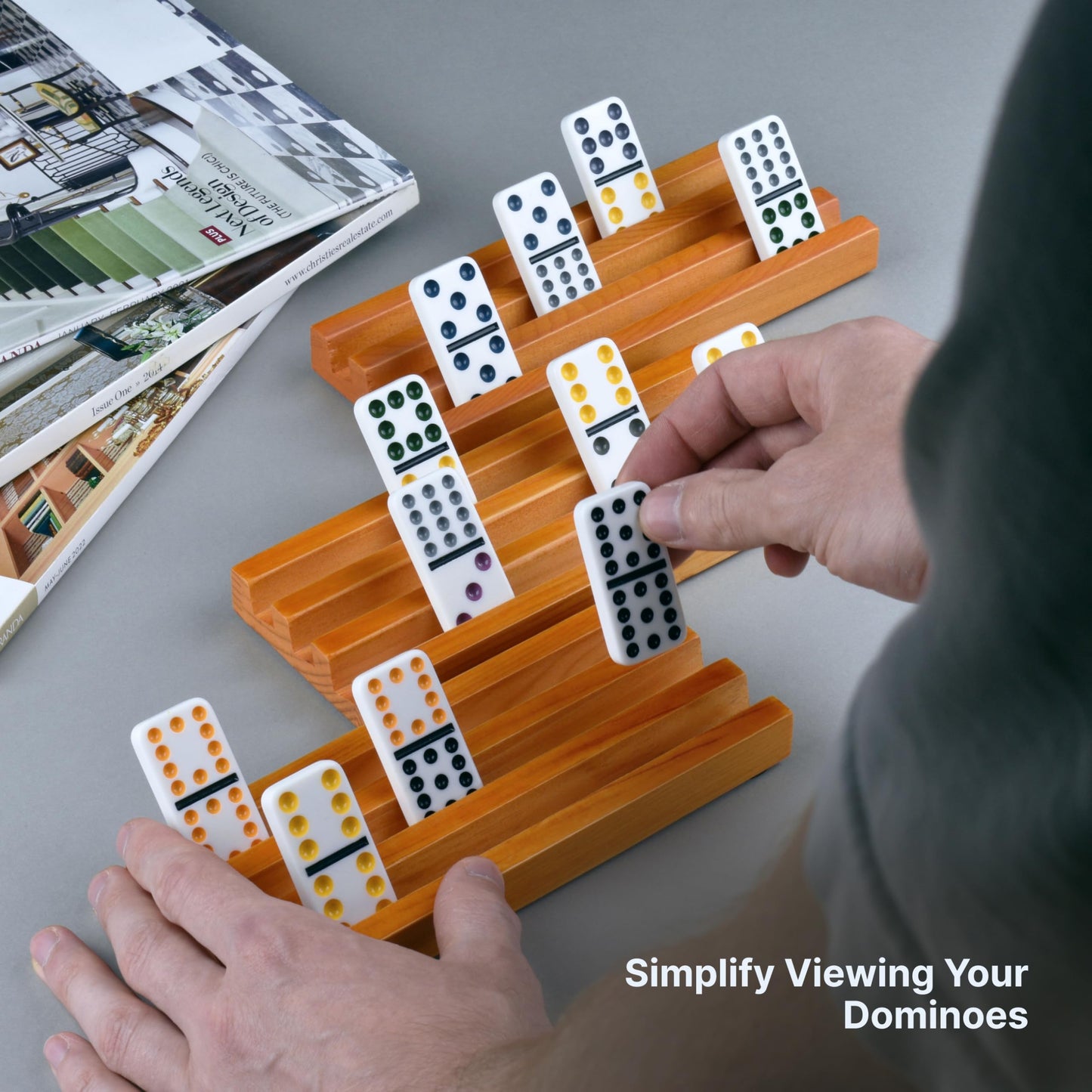 Queensell Domino Holders For Mexican Train - Domino Trays Set Of 4 - Mexican Train Accessories - Domino Racks From Mexican Train Game (Medium)
