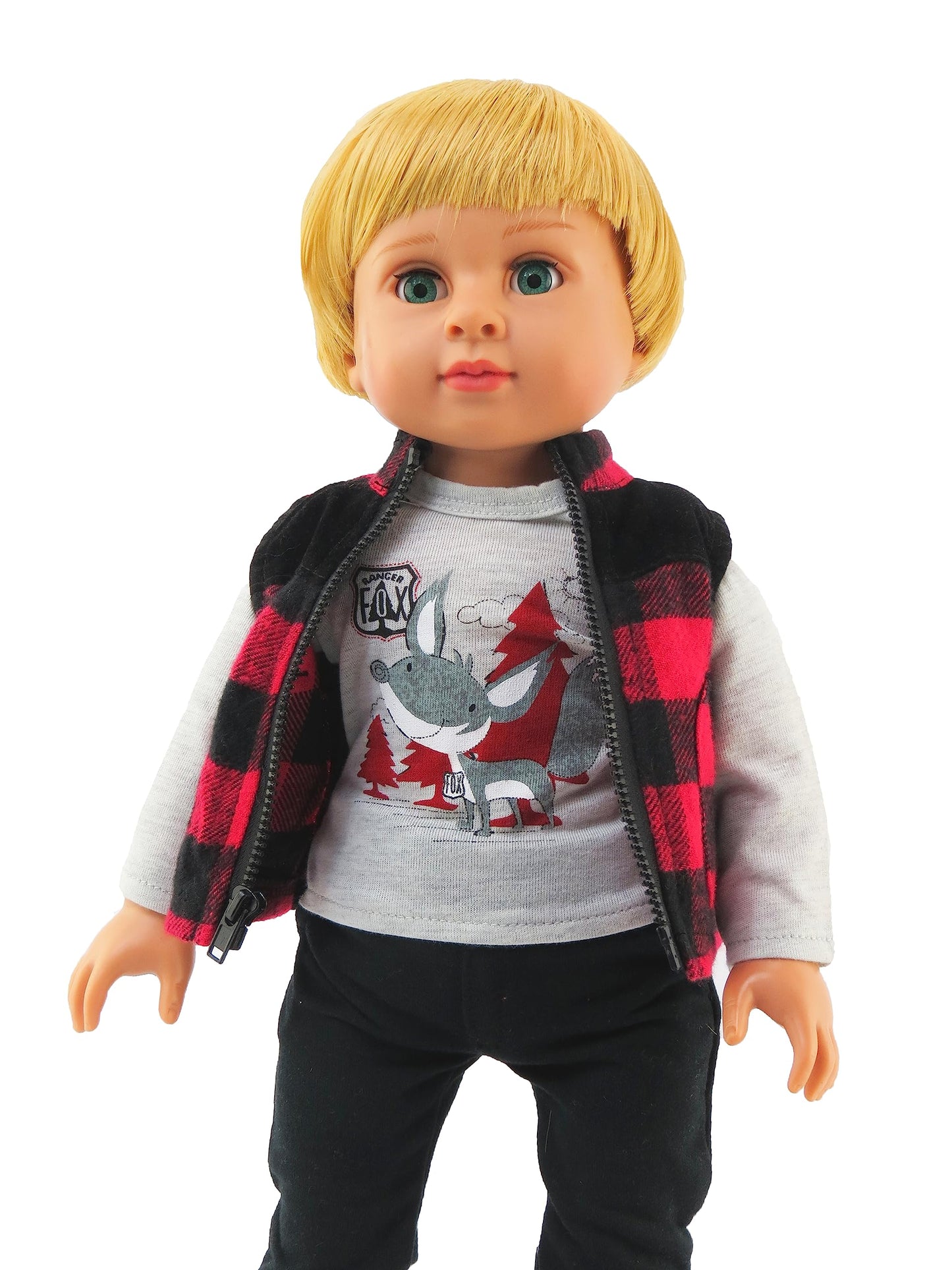 American Fashion World Boys Outdoorsy 3 Piece Vest and Pants Set for 18-Inch Dolls | enhanced Quality & Trendy Design | Dolls Clothes | Outfit Fashions for Dolls for Popular Brands