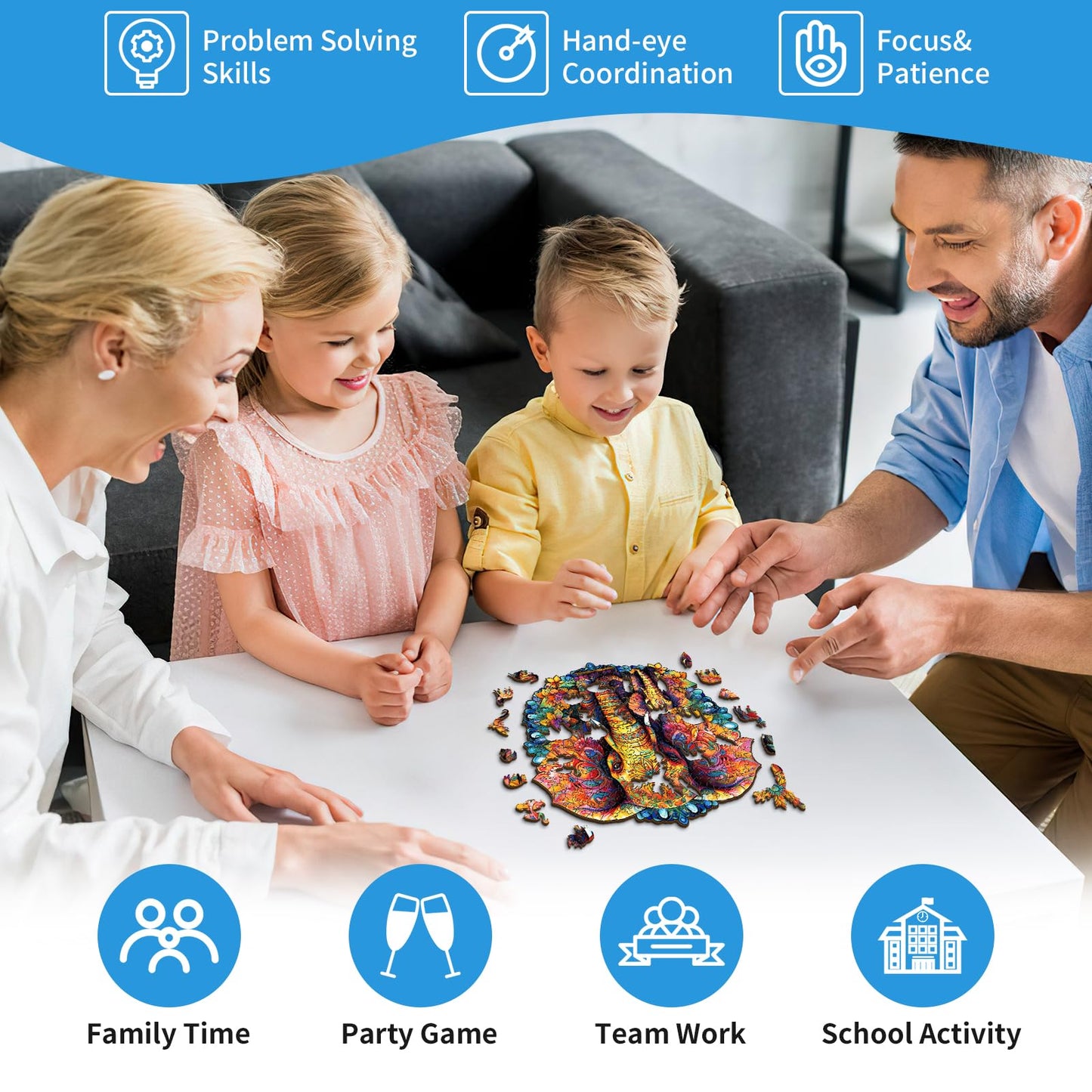 Woodemon Wooden Puzzles For Adults, Mandala Elephant (L-280Pcs) Wooden Jigsaw Puzzles Kids, 12.2 * 11.8In Unique Shaped Animal Wood Puzzles Adults, Xmas Christmas Puzzles Birthday Gift Family Game