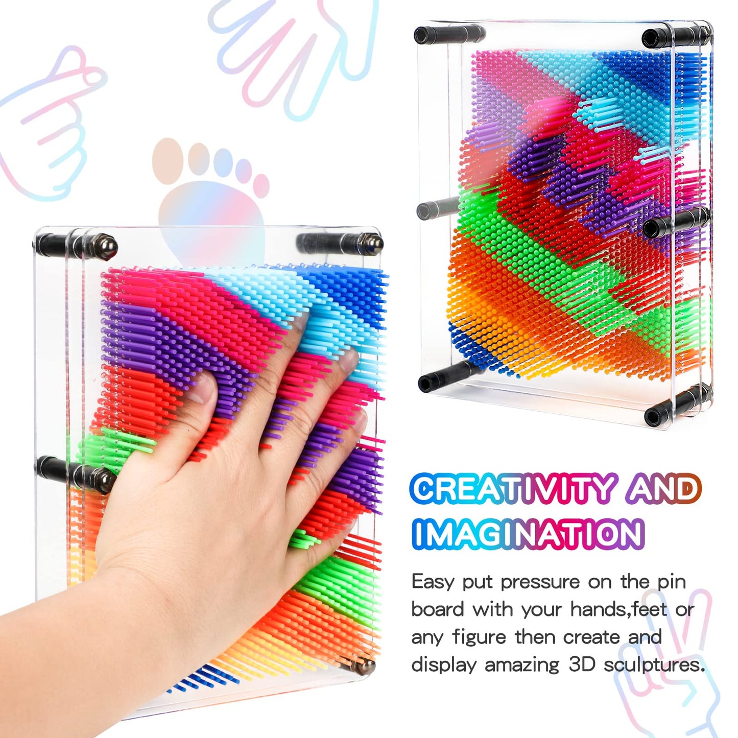ENJSD 3D Pin Art Toy for Kids - Sensory Fidget Board, Multicolor, Model PA-01, Ideal for Ages 3-10+ Years, Perfect Birthday Gift