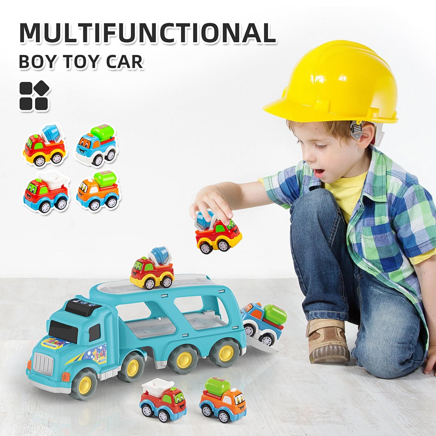 Veslier Toy Trucks Car For 1 2 3 4 5 Year Old Toddlers Boys Girls,Trucks Toys 5 In 1 Construction Vehicles Toys For Kids Boys Gi