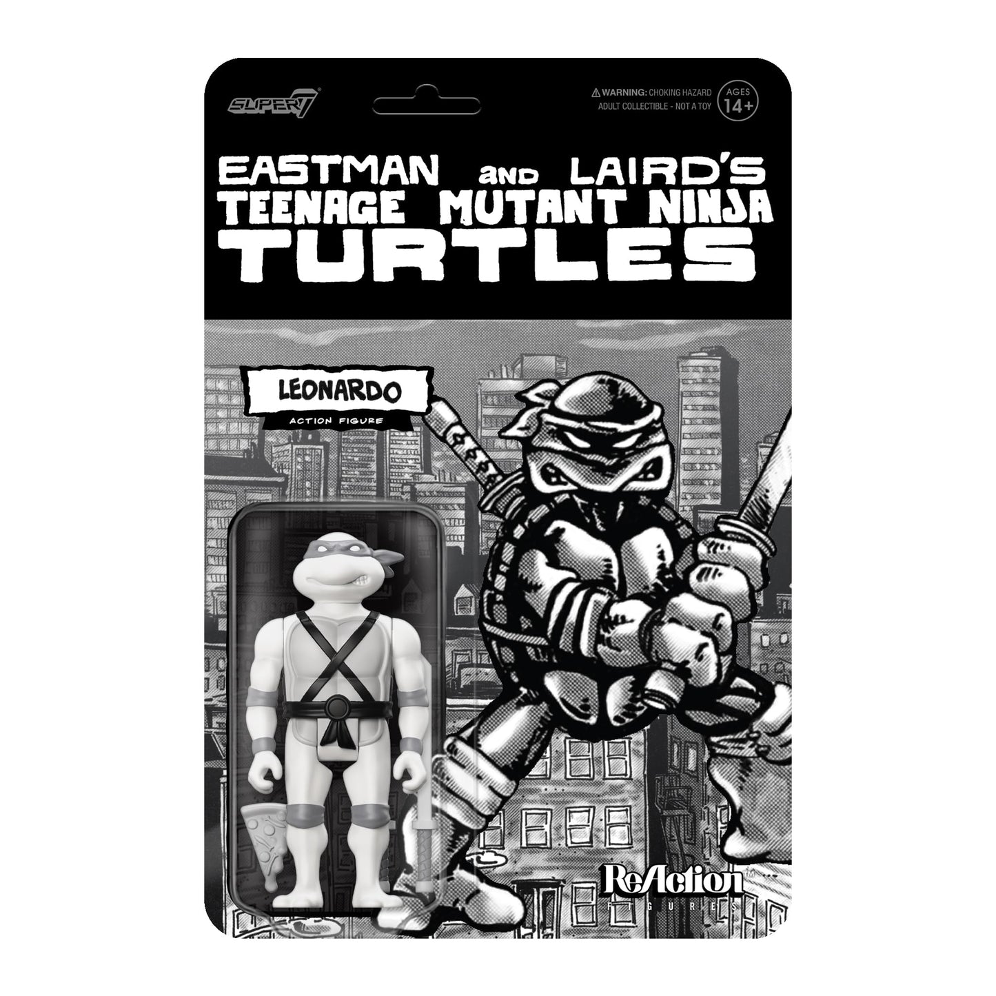Super7 Teenage Mutant Ninja Turtles Leonardo (Comic Grayscale) - 3.75' Tmnt Action Figure With Accessories Classic Cartoon Collectibles
