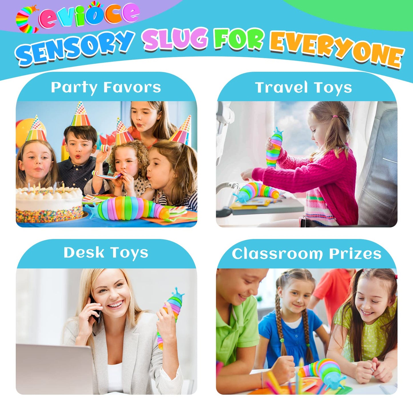 Cevioce Sensory Slug Fidget Toys,Fidget Slug Toys For Adults & Kids Party Favors,1 Pc Cute Autism Sensory Toys For Autistic Chil