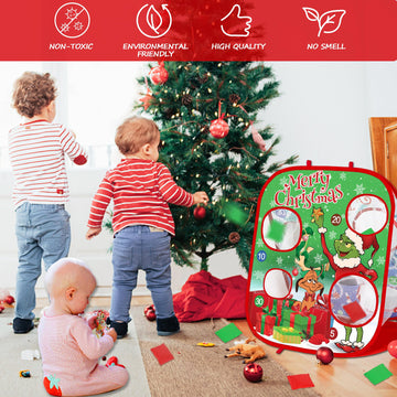 Christmas Bean Bag Toss Games For Kids, Christmas Party Games Double-Sided Collapsible Cornhole Board, Carnival Toys Gifts For B