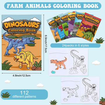 Nezyo 24 Pieces Mini Dinosaur Coloring Books Dino Painting Drawing Book Small Color Booklets Party Favors Coloring Pages Designs