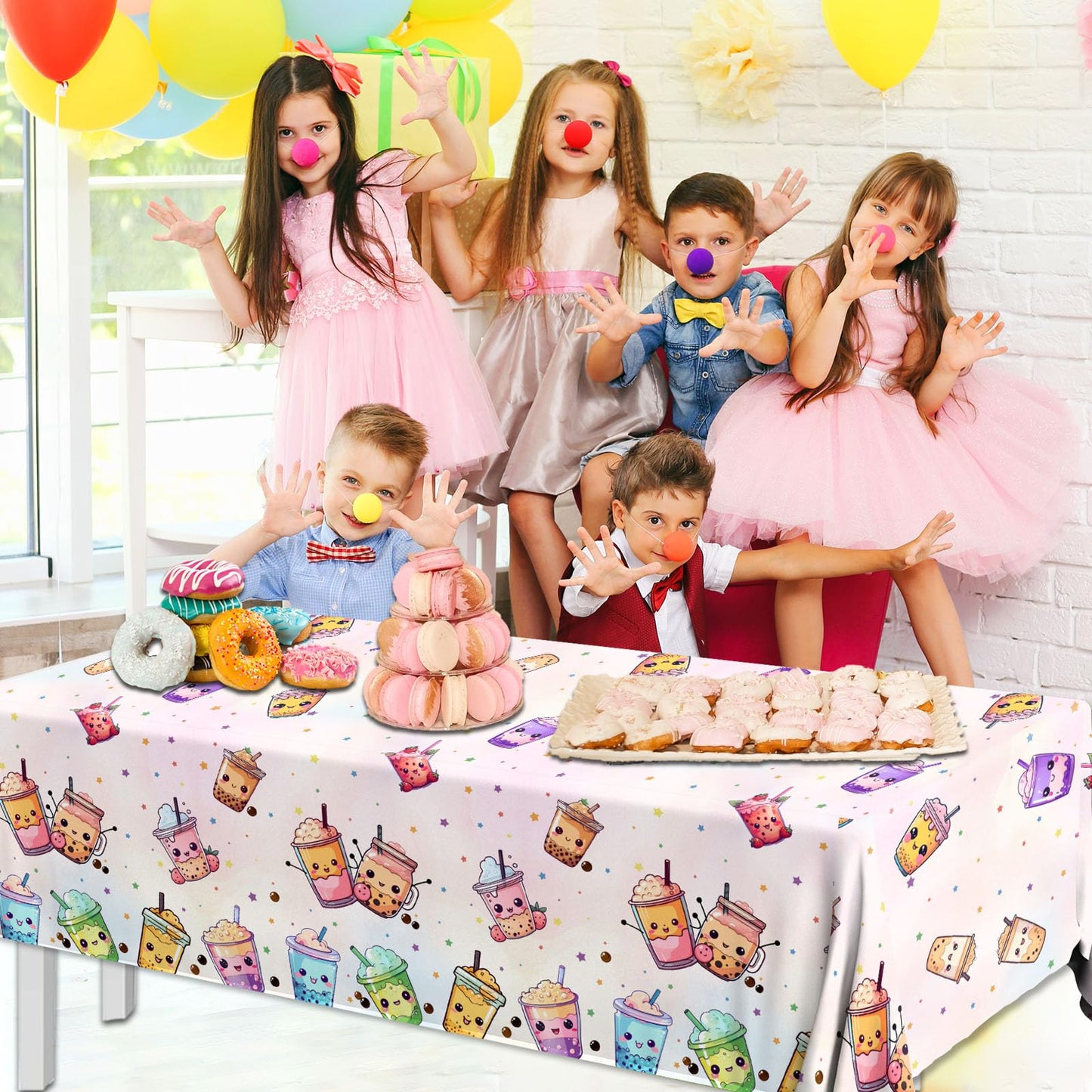 Dydamud Boba Tea Party Decorations,3Pcs Bubble Tea Birthday Tablecloths Waterproof Plastic Boba Table Covers For Boba Party Deco