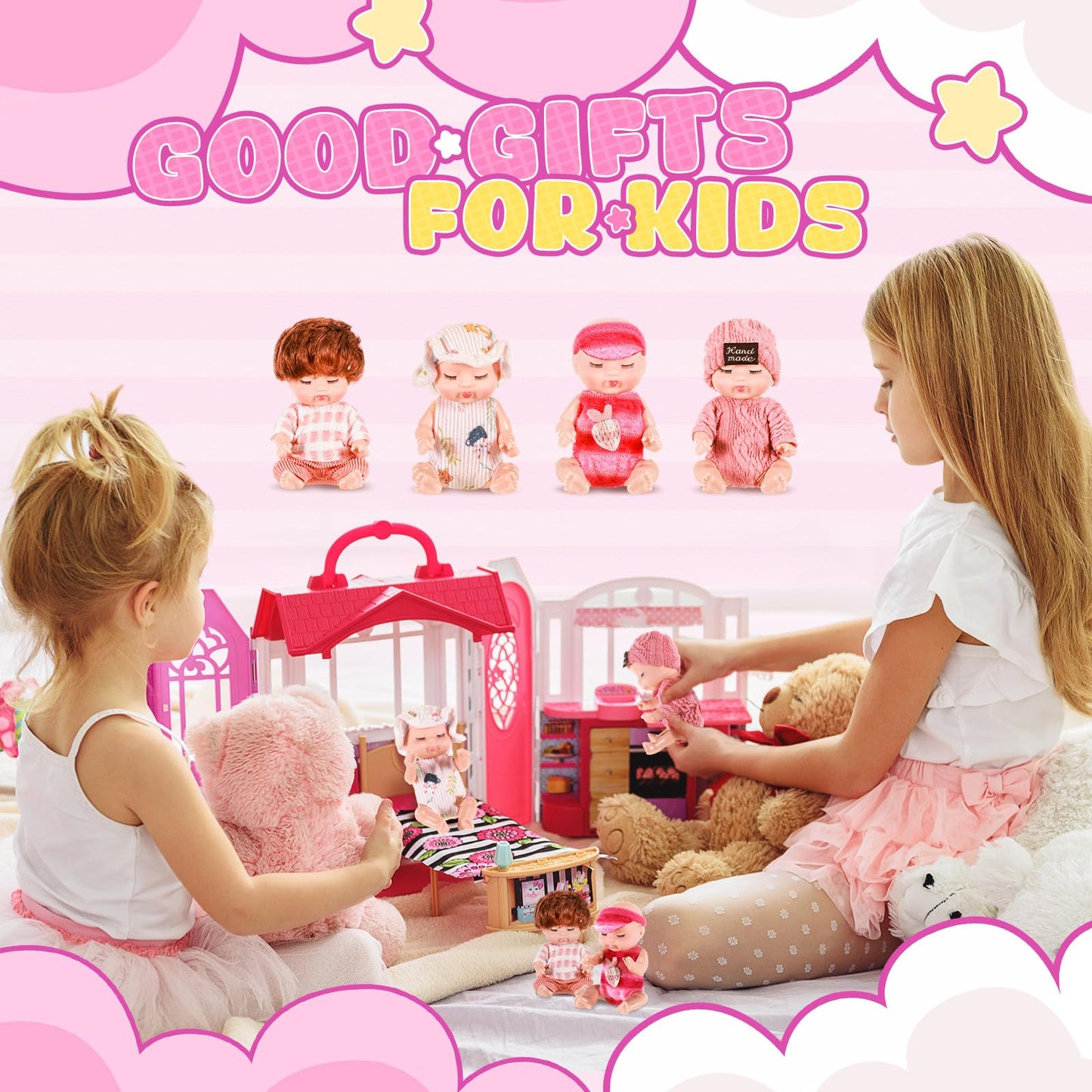 Hanaive 4 Pcs 4 Inch Mini Baby Dolls Lifelike Realistic Baby Dolls Animal Clothes Cute Tiny Babies Gifts For Kids Birthday Baby