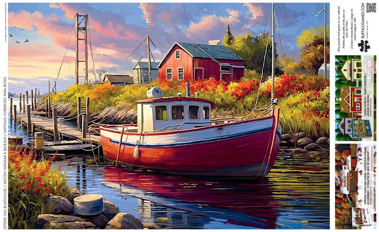 Buffalo Games 500 Piece Jigsaw Puzzle - Old Boathouse - Large Multicolor - Challenging Adult Puzzle - Model 37009