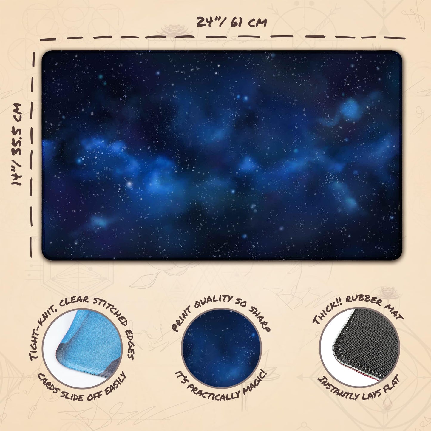 Paramint Cosmic Blue (Stitched) - Mtg Playmat - Compatible With Magic The Gathering Playmat - Play Mtg, Yugioh, Tcg - Original P