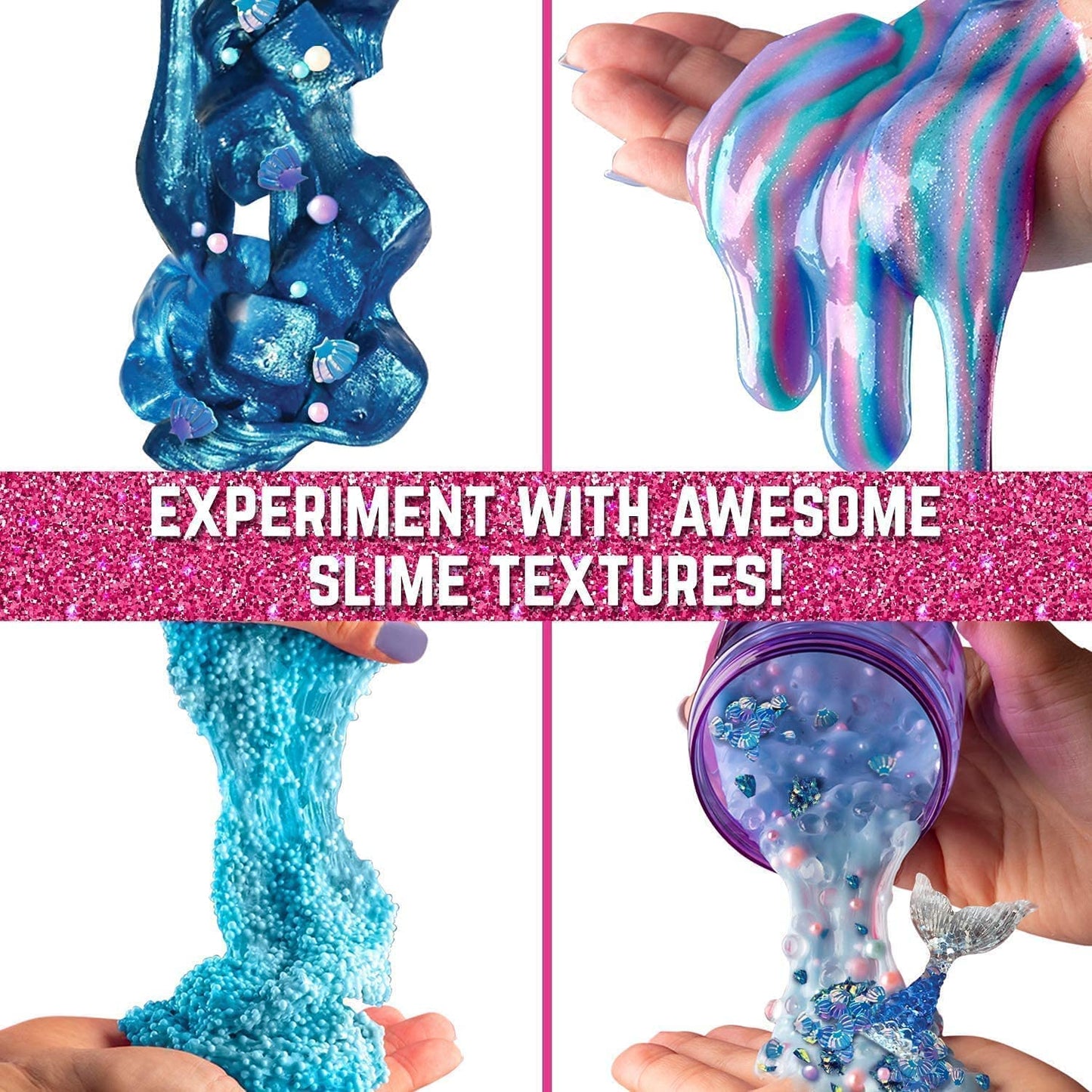 Girlzone Egg Surprise Mermaid Sparkle Slime Kit, 39 Pieces To Make Glow In The Dark Slime With Glitter Slime Add Ins, For Girls 8-12, Ideal Easter Gifts For Kids