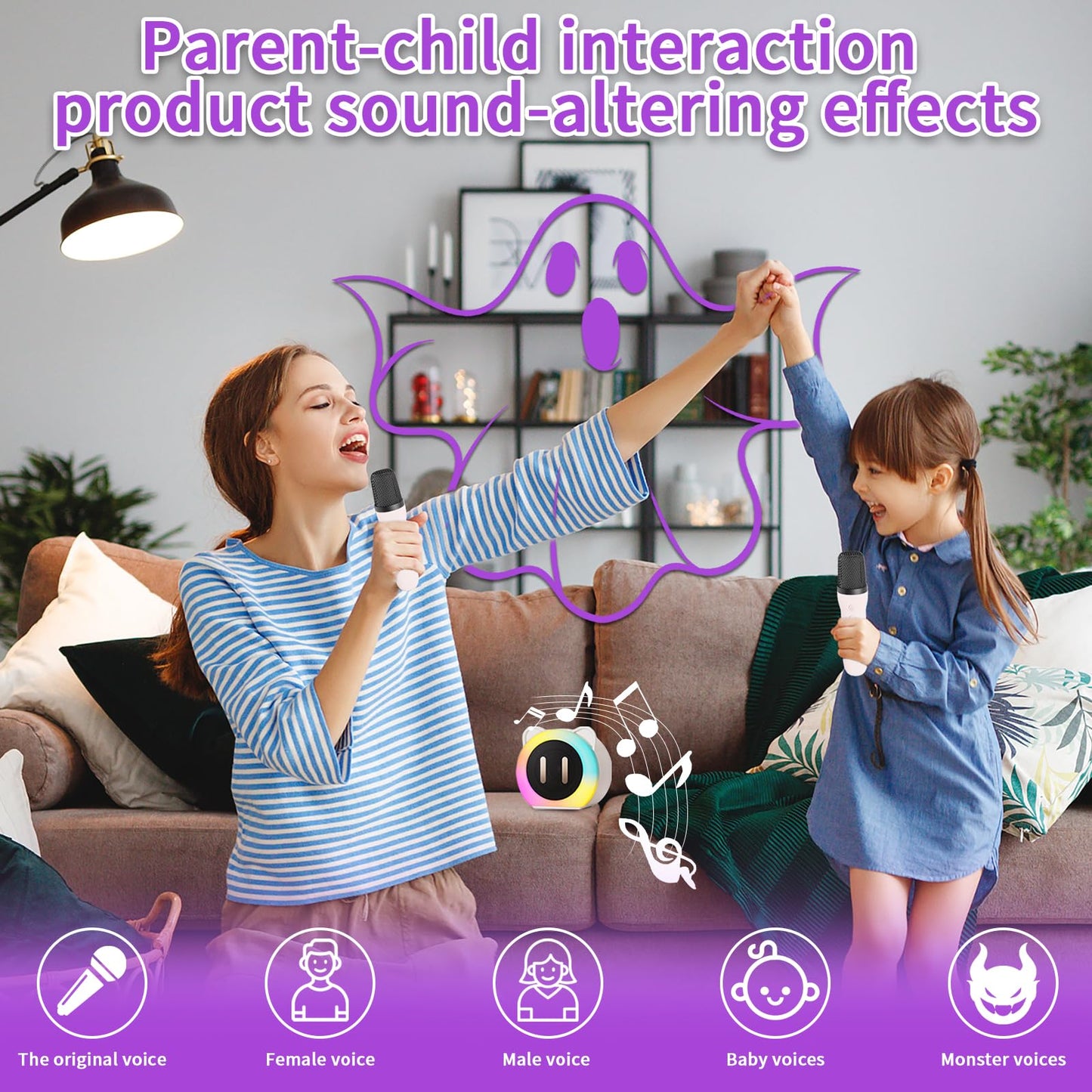 Mini Karaoke Machine For Kids Adults,Portable Karaoke Speaker With 2 Wireless Microphones,Toys Birthday For Girls 4,5,6,7,8,9,10
