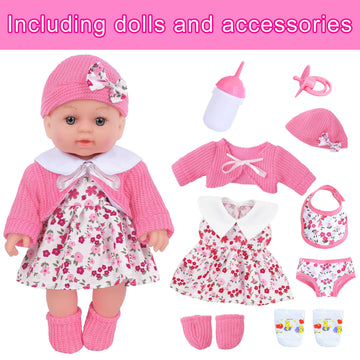 Zntwei 12 Inch Baby Doll Playset With Reborn Baby Dolls Clothes And Accessories Including Bottles, Nipple, Diaper, Bib, Underpan