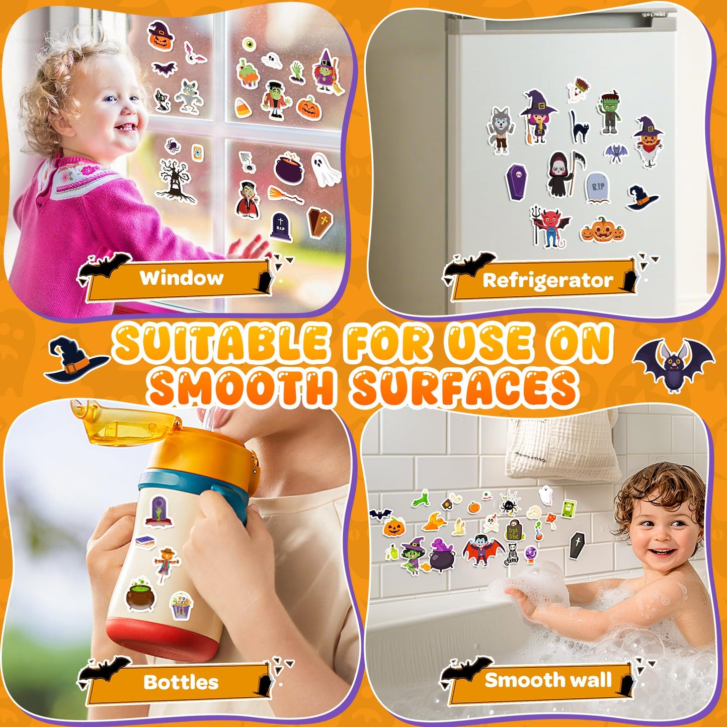 4 Sets Halloween Reusable Sticker Books for Toddlers 1-3, Arts Crafts for Toddler 3-5, Activity Books for Kids 2-4, Toddler Toys