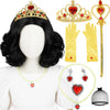 Princess Wig Set Kids Short Curly Black Cosplay Wigs For Kids Girls, Black Middle Part Wig Child'S Costume Wigs Synthetic Hair F
