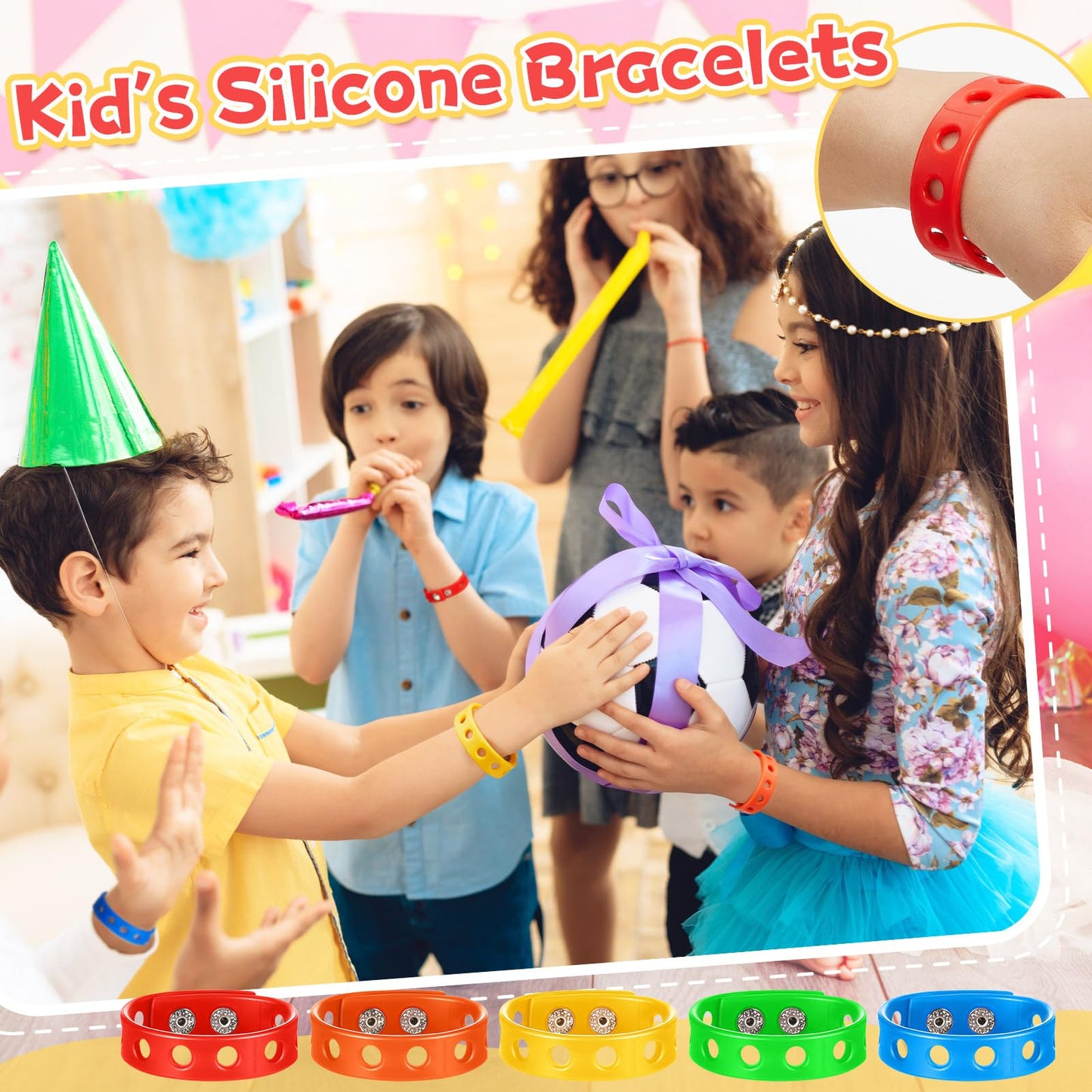 Aoriher 20 Pieces Silicone Charm Bracelets Kids Operation Christmas Silicone Wristband Gift Adjustable Rubber Bracelet with Hole